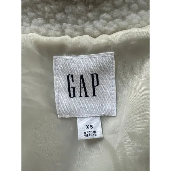 GAP Sherpa Fleece Full Zip Jacket White XS Spring Jacket Oversized Fit - Picture 4 of 8